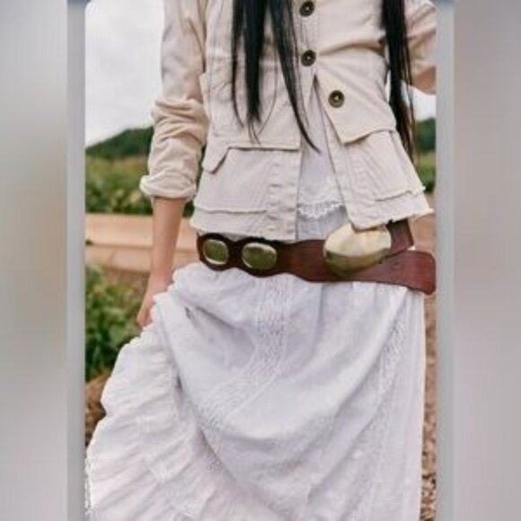 Free People Yoko Hip Belt Womens M/L Chocolate Brown Leather 